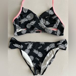 Victoria’s Secret PINK body wrap bikini top & side ruched bottoms, pineapple
